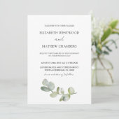 Boho Chic Eucalyptus Greenery Sage Wedding Einladung (Stehend Vorderseite)