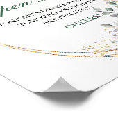 Boho Chic Eukalyptus Open Bar Schild Grün Gold (Ecke)