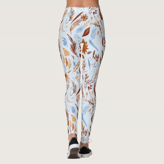 Boho Chic Fall Leaves Muster - Whimsischer Herbst Leggings (Rückseite)