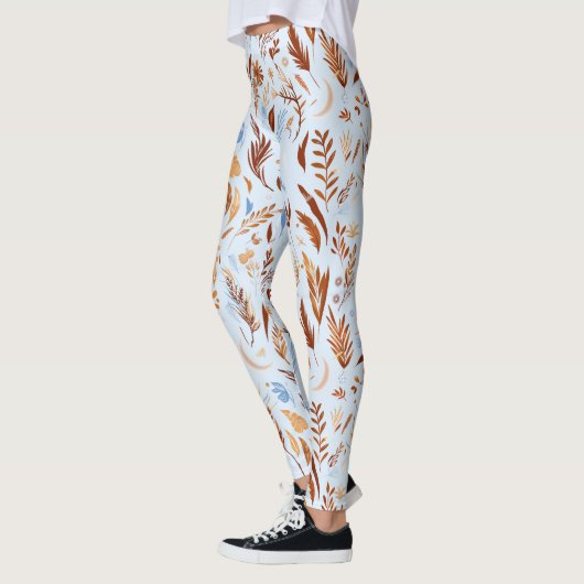 Boho Chic Fall Leaves Muster - Whimsischer Herbst Leggings (Links)