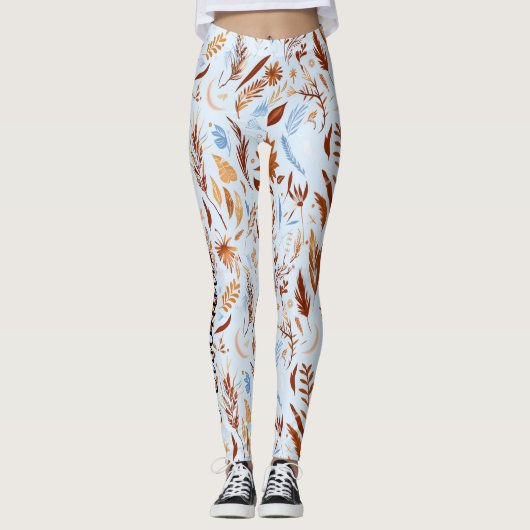 Boho Chic Fall Leaves Muster - Whimsischer Herbst Leggings (Vorderseite)
