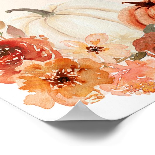 Boho Chic Fall Pumpkin Brautparty Begrüßungszeiche Poster (Ecke)