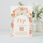 Boho Chic Fall Wildblume Arch RSVP Karte (Stehend Vorderseite)