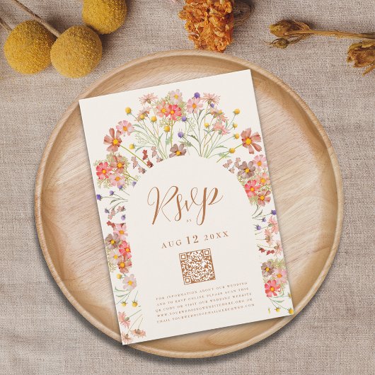 Boho Chic Fall Wildblume Arch RSVP Karte