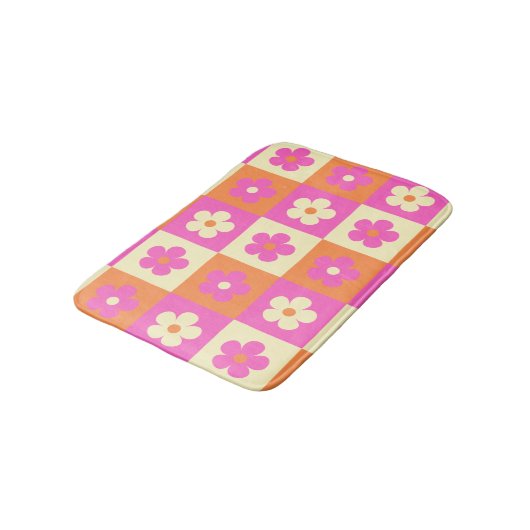 Boho Chic farbenfrohe florale Muster Retro Badematte (Schrägansicht)