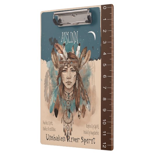 Boho Chic Fearless Girl Artwork mit Ruler Edge Klemmbrett (Links)