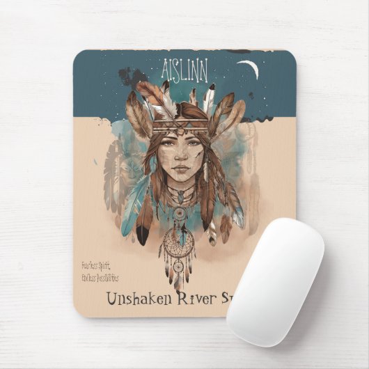 Boho Chic Fearless Girl Artwork mit Ruler Edge Mousepad (Mit Mouse)
