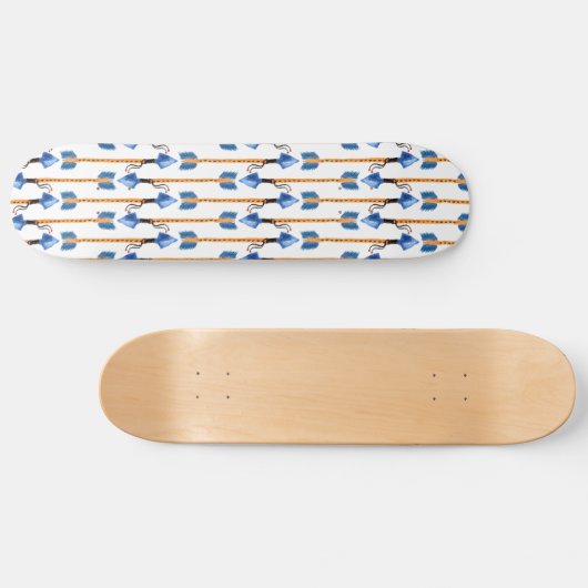 Boho chic feather Arrow Native Pattern Skateboard (Horizontal)