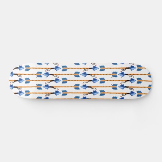 Boho chic feather Arrow Native Pattern Skateboard (Horizontal)