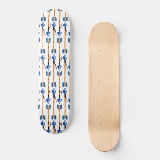 Boho chic feather Arrow Native Pattern Skateboard (Vorderseite)