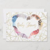 Boho Chic Feather Heart Baby Shower Einladungen (Vorderseite)