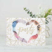 Boho Chic Feather Heart Birthday Party Einladungen (Stehend Vorderseite)