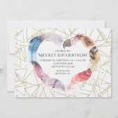 Boho Chic Feather Heart Birthday Party Einladungen (Rückseite)