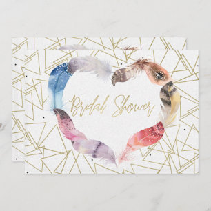 Boho Chic Feather Heart Bridal Einladungen