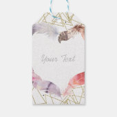 Boho Chic Feather Heart Glam Custom Gastgeschenk Geschenkanhänger (Rückseite)