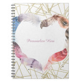 Boho Chic Feather Heart Glam Modernes Notebook Notizblock (Vorderseite)