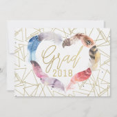 Boho Chic Feather Herzerstufung Einladungen (Vorderseite)