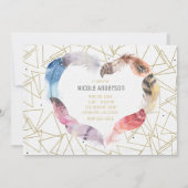 Boho Chic Feather Herzerstufung Einladungen (Rückseite)