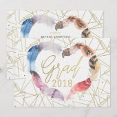 Boho Chic Feather Herzerstufung Einladungen (Vorne/Hinten)