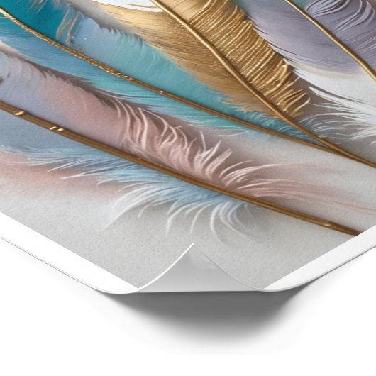Boho-chic Feather lackieren Acryline gemischt Medi Poster (Ecke)