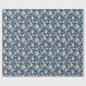 Boho Chic Feathers Blume: Watercolor Dark Blue P Geschenkpapier (Flach)