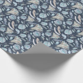 Boho Chic Feathers Blume: Watercolor Dark Blue P Geschenkpapier (Ecke)