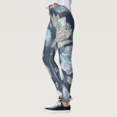 Boho Chic Feathers Blume: Watercolor Dark Blue P Leggings (Links)