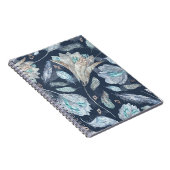 Boho Chic Feathers Blume: Watercolor Dark Blue P Notizblock (Rechte Seite)