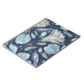 Boho Chic Feathers Blume: Watercolor Dark Blue P Notizblock (Linke Seite)