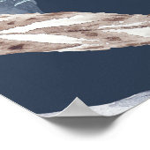 Boho Chic Feathers Blume: Watercolor Dark Blue P Poster (Ecke)
