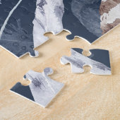 Boho Chic Feathers Blume: Watercolor Dark Blue P Puzzle (Seite)