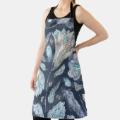 Boho Chic Feathers Blume: Watercolor Dark Blue P Schürze (InSitu)