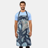Boho Chic Feathers Blume: Watercolor Dark Blue P Schürze (Getragen)