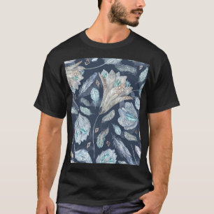 Boho Chic Federn Blumen: Wasserfarbe Dunkelblau P T-Shirt