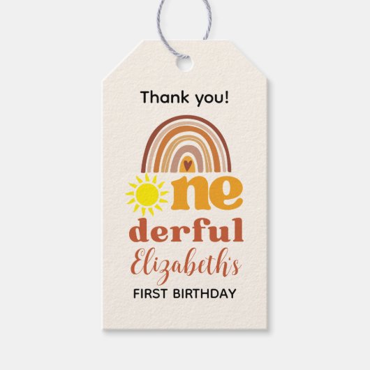 Boho Chic First Birthday Bash for One-derful  Geschenkanhänger (Vorderseite)