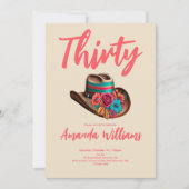 Boho Chic Floral 30. Geburtstag Einladung (Vorderseite)