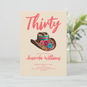 Boho Chic Floral 30. Geburtstag Einladung (Stehend Vorderseite)
