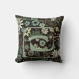 Boho Chic Floral Abstrakt Snake | Sage Green Kissen