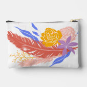 Boho Chic Floral and Feather Pattern Makeup Zubehörtasche (Rückseite)