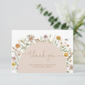 Boho Chic Floral Baby Dusche Danke Karte (Stehend Vorderseite)