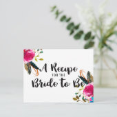 Boho Chic Floral Bouquet Brautparty Rezept Karte (Stehend Vorderseite)