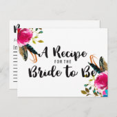 Boho Chic Floral Bouquet Brautparty Rezept Karte (Vorne/Hinten)