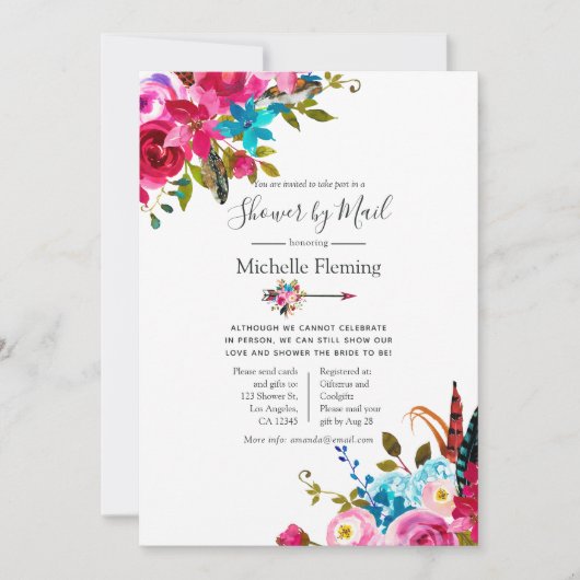 Boho Chic Floral Bridal oder Babydusche von Mail Einladung (Vorderseite)