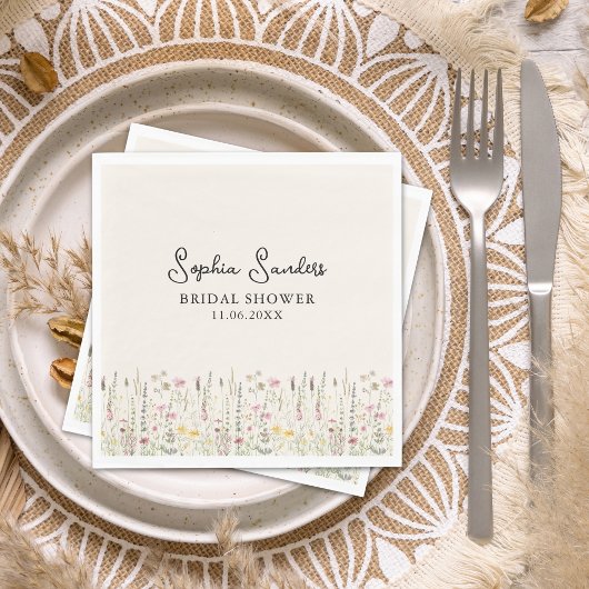 "Boho Chic Floral Bridal Shower Serviette