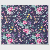 Boho Chic Floral & Butterfisch Wrapping Paper Geschenkpapier (Flach)