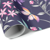Boho Chic Floral & Butterfisch Wrapping Paper Geschenkpapier (Rolleneckpunkt)