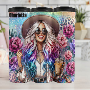 Boho Chic Floral Coffee Delight Thermosbecher