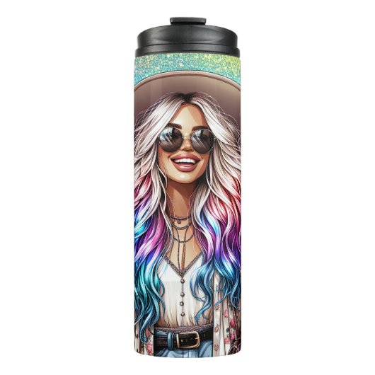 Boho Chic Floral Coffee Delight Thermosbecher (Vorderseite)