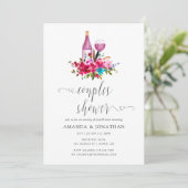 Boho Chic Floral Couples Dusche Weinprobe Einladung (Stehend Vorderseite)