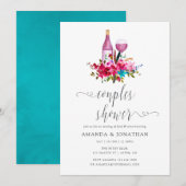 Boho Chic Floral Couples Dusche Weinprobe Einladung (Vorne/Hinten)